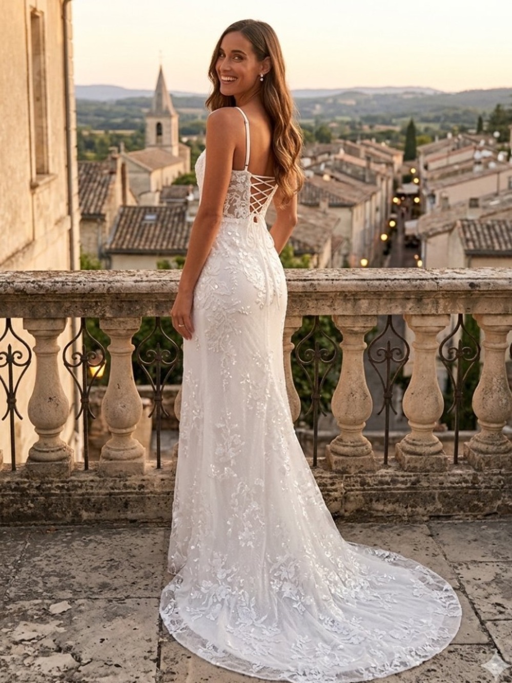 New Lulus Elegant Luxe Bridal White Lace Spaghetti-Strap Evening Dress Sz Medium